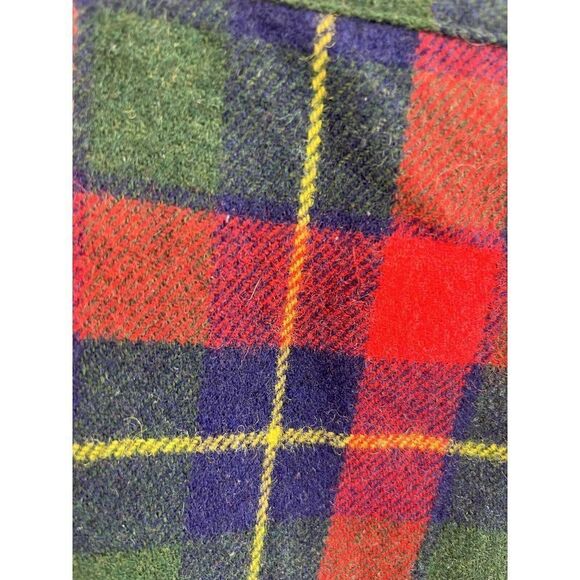 Vintage Chaps Ralph Lauren Mens Large Plaid Wool Shirt Elbow Patches Leather - Picture 8 of 15